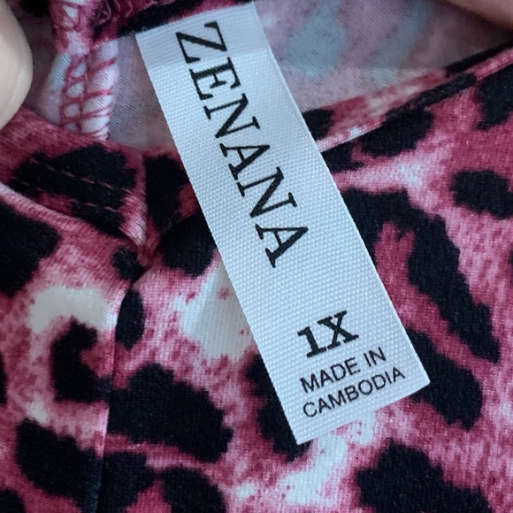Zenana Purpley pink cheetah printed maxi slip style modest dress size 1X - Picture 6 of 6